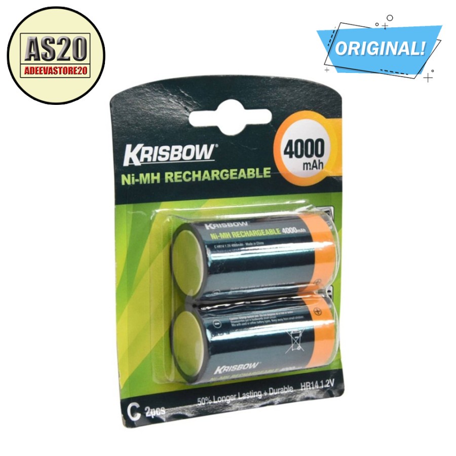 Krisbow Baterai Charger type C 4000 mAh isi 2 Original