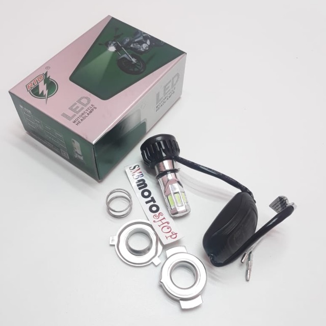Lampu depan motor led rtd 6 sisi ice blue