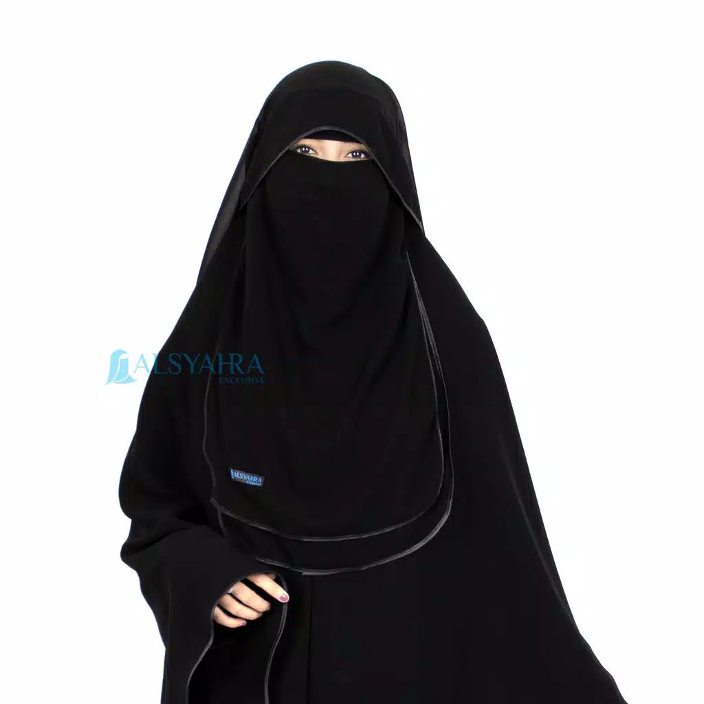 Alsyahra Exclusive Niqab Butterfly Hijrah Sifon Silk Jetblack