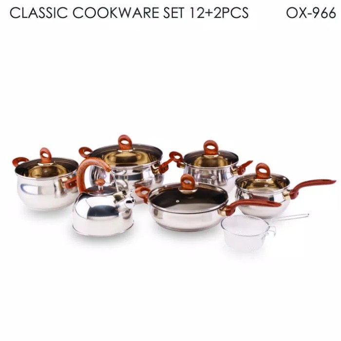 Oxone OX966 Cookware Panci Set Stainless Steel Anti Karat Premium
