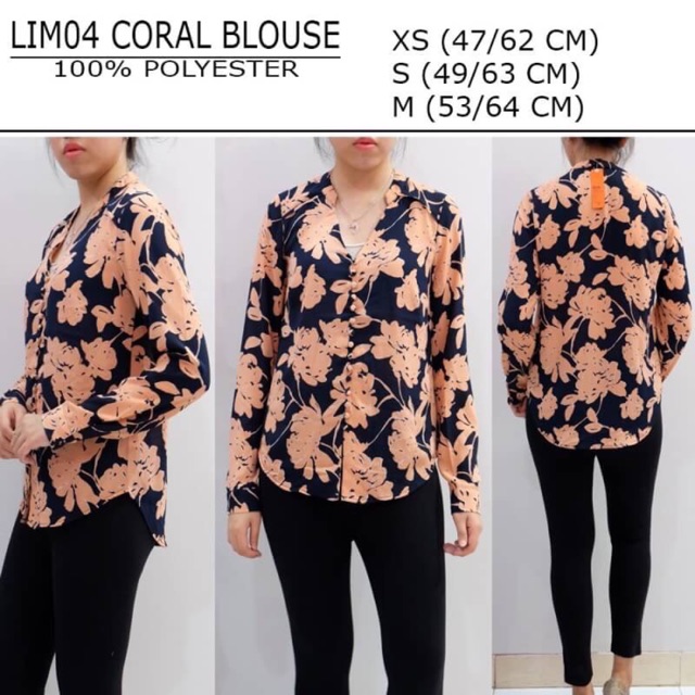 Blus wanita floral hitam orange branded THE LIMITED keren murah