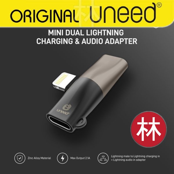 Uneed UAT06i Mini Dual Lightning Charging &amp; Audio Adapter