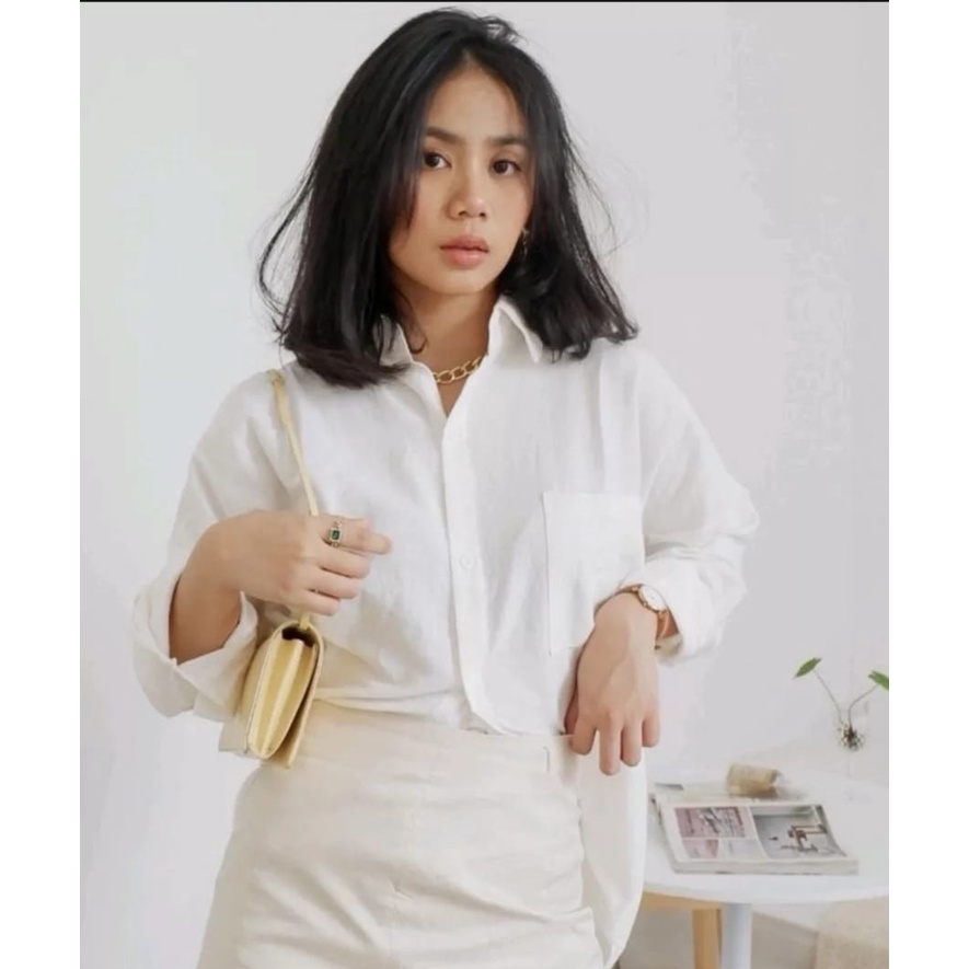 OVERSIZE KEMEJA LINEN - BAJU ATASAN KEMEJA BLOUSE