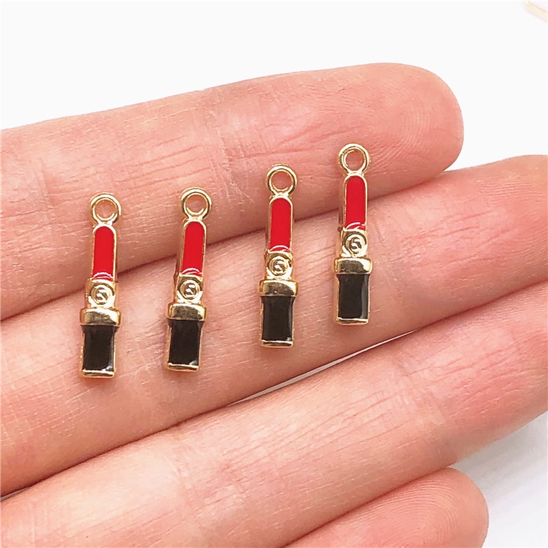 4pcs Liontin Kalunggelanganting Enamel DIY Bahan Alloy Warna Merah Charms