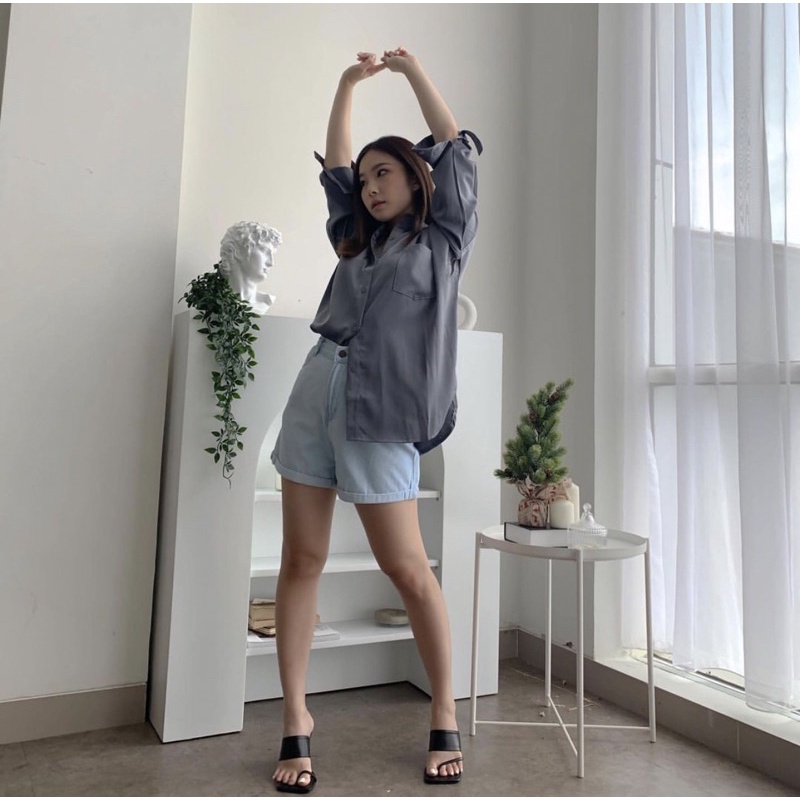 JENNY CELANA PENDEK SOFT DENIM JEANS PREMIUM KOREA - DENIM BLUE JEANS ADA KARET - CELANA PENDEK WANITA DENIM JEANS - KADO ULTAH CEWEK