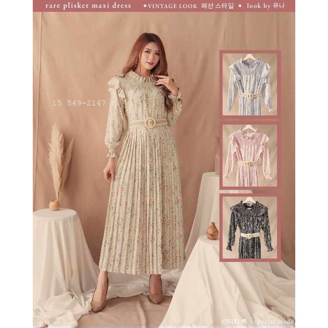Rere Maxi by Yuna, Yuna Maxi, gamis bunga import, dress Bangkok, dress bkk, gamis premium, gamis cas