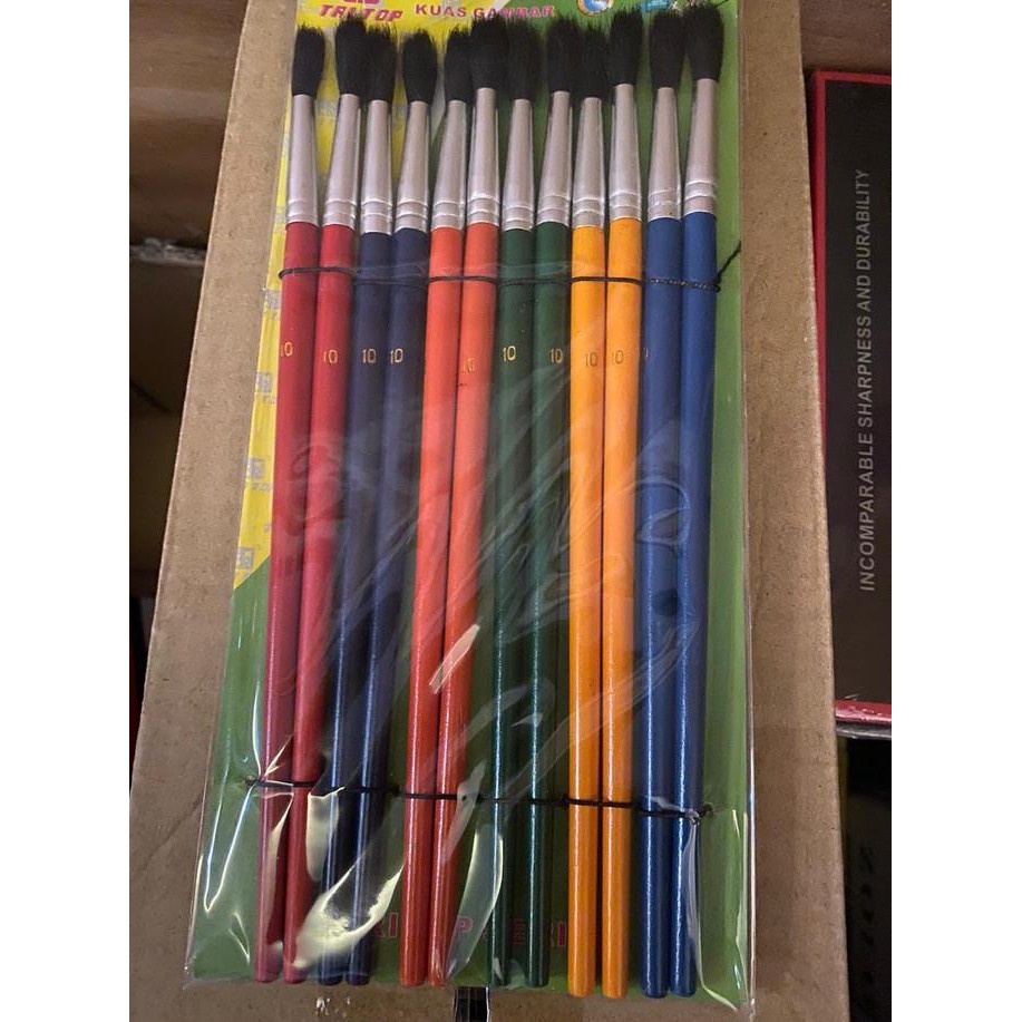 

READY STOK KUAS LUKIS TRITOP/KUAS GAMBAR/KUAS LUKIS WARNA WARNI 10 INCH