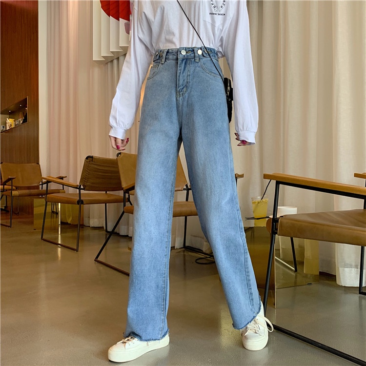 Celana Panjang Boyfriend Jeans Wanita Highwaist Biru Rawis Jeans