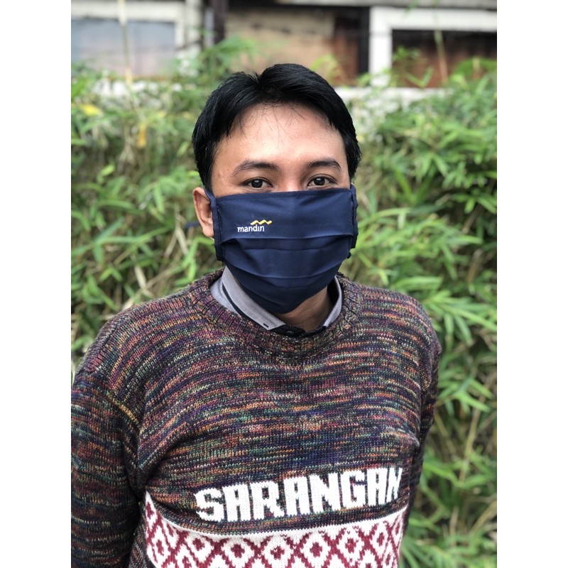 MASKER LOGO MANDIRI TALI BIRU DONGKER MURAH SOUVENIR MANDIRI
