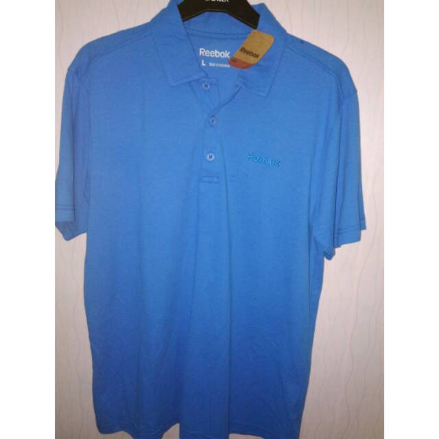 Kaos Kerah Polo Shirt REEBOK Cotton Blue Original0