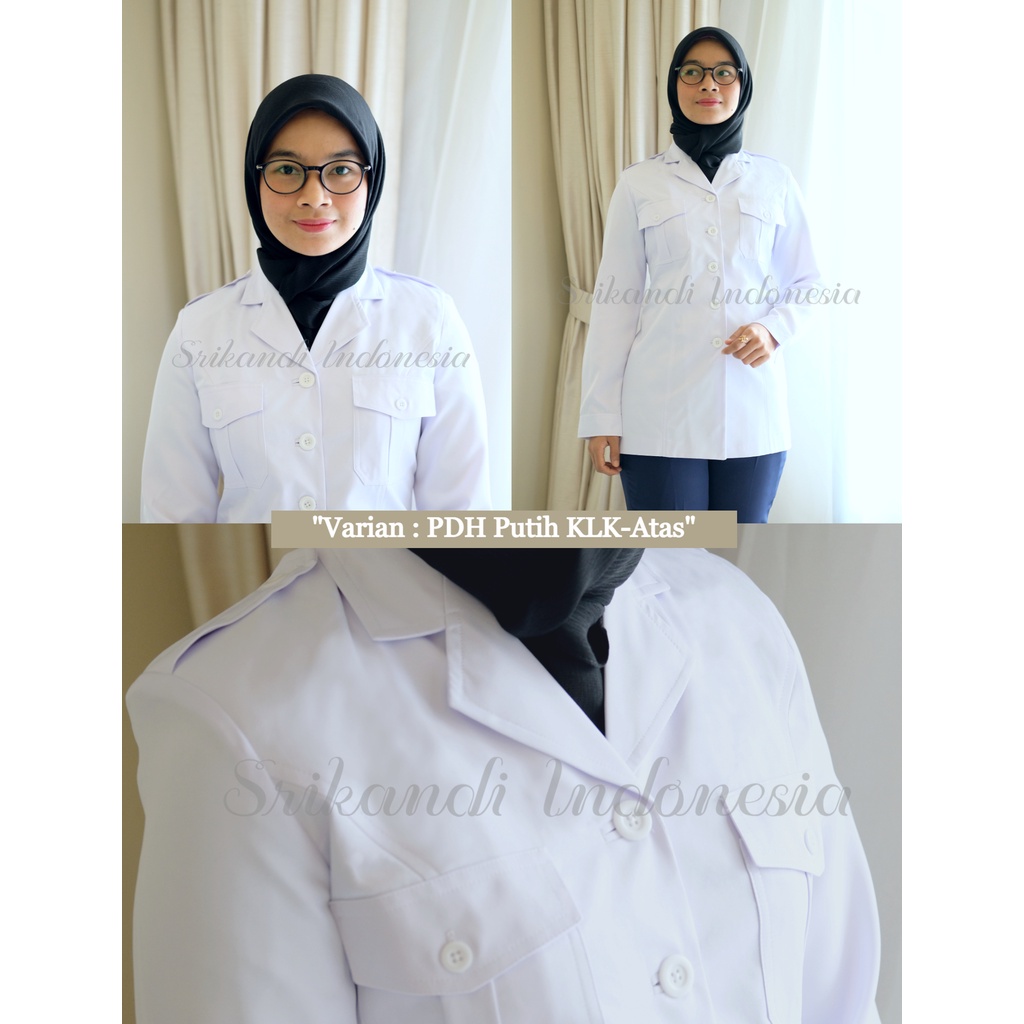 PREMIUM QUALITY Baju Dinas Seragam Putih  PNS / Pemda PDH Putih Wanita Wool Cashmere