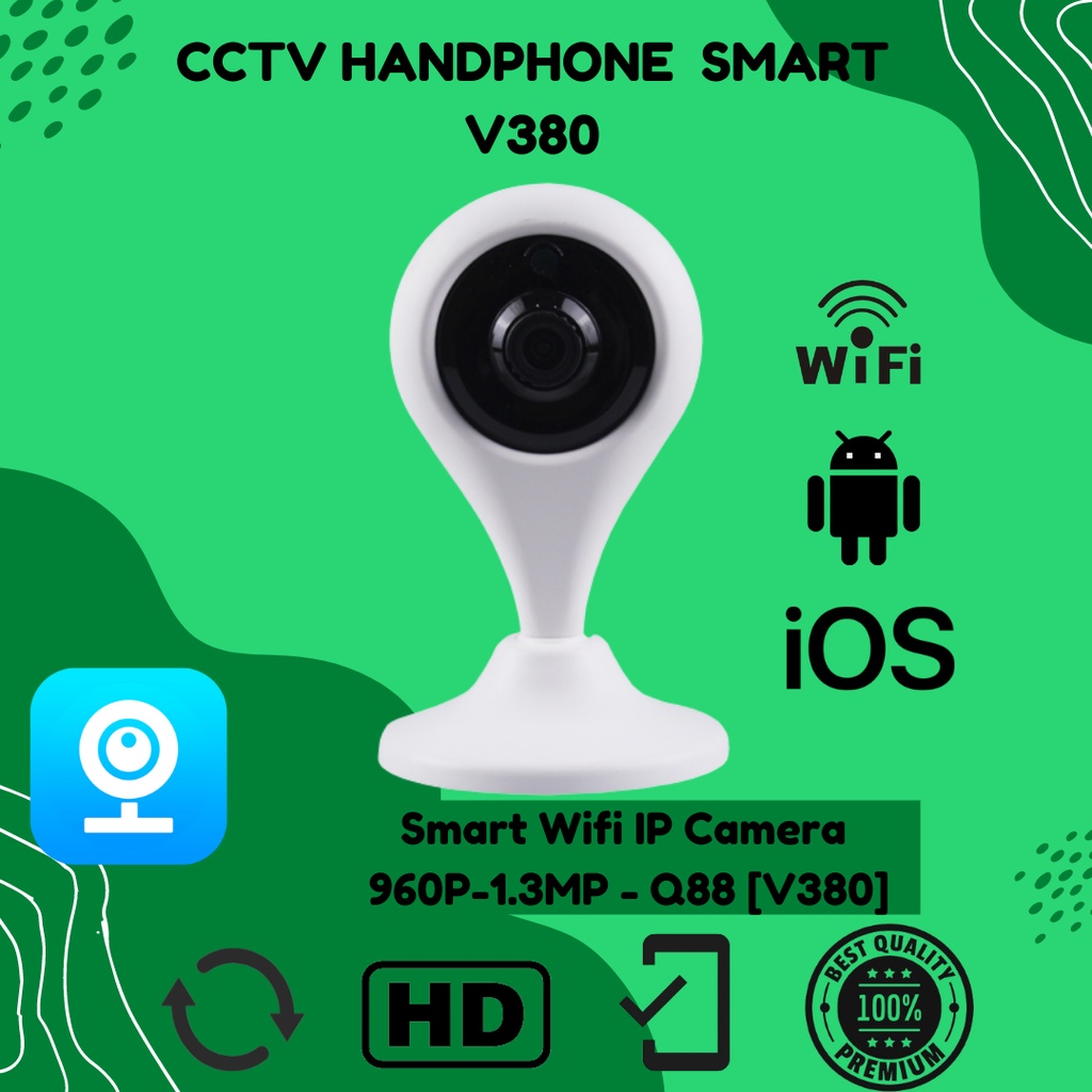 TERMURAH Smart Wifi IP Camera 960P-1.3MP - Q88 [V380]