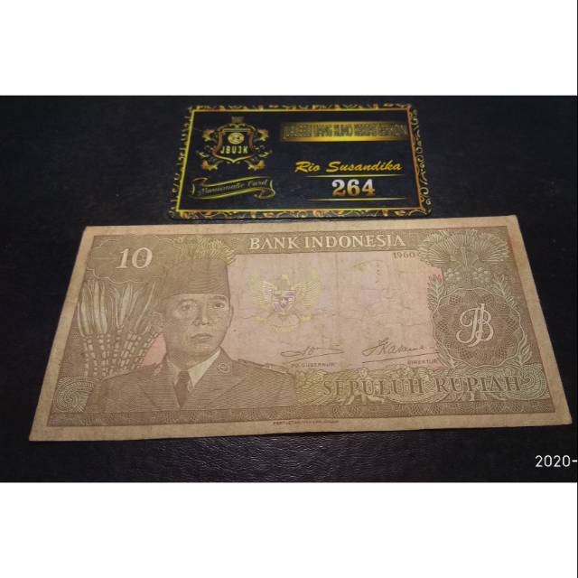 N111 Uang Kuno Asli 10 Rupiah Soekarno 1960