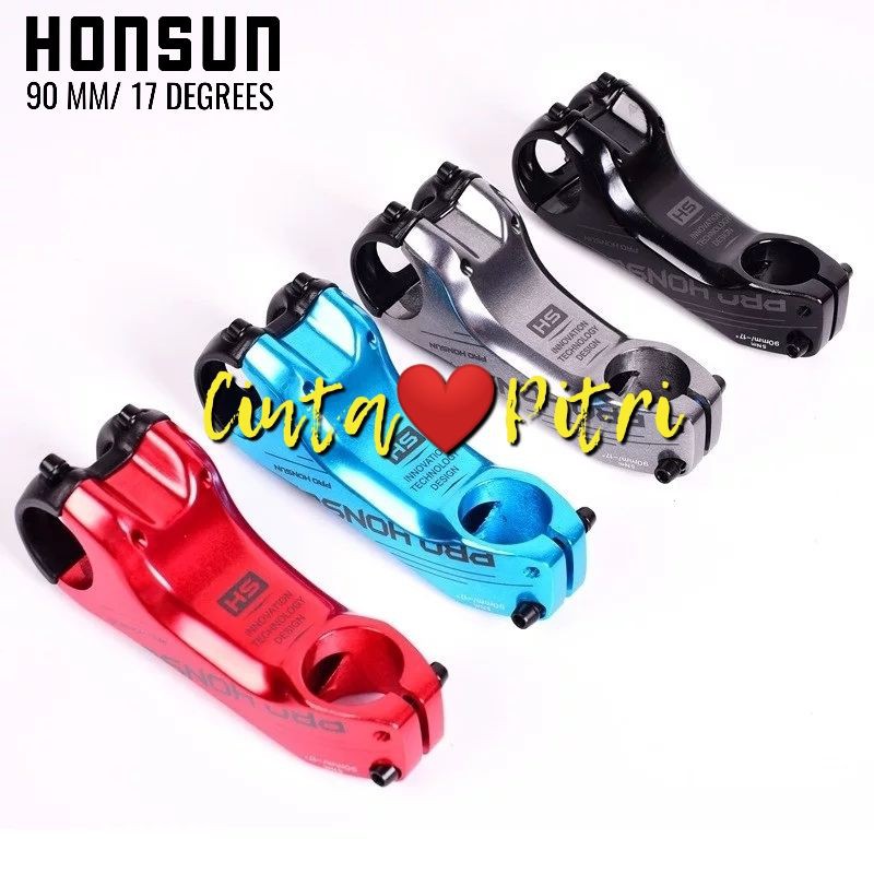 STEM HONSUN PRO 90MM 17 DERAJAT 31.8MM OVERSIZE HANDLEBAR STANG SEPEDA GUNUNG MTB NOT WAKE EC90