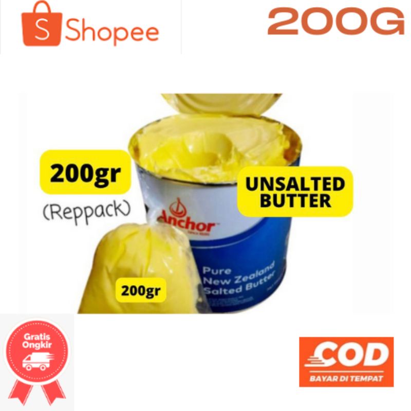 Jual ANCHOR UNSALTED BUTTER 200Gram ORIGINAL ANCHOR UNSALTED BUTTER ...