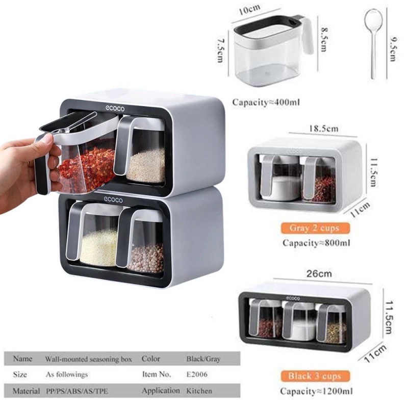 Rak Dapur Gantung Set Gelas Sendok Minimalis Spice Bottle Storage Rack