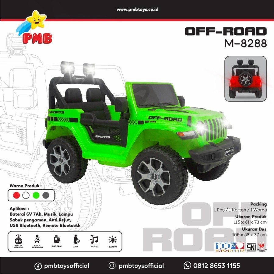 Terlaris Mobil Aki Anak Remot Control Aki Anak Jeep Off Road M 8288 OFF ROAD