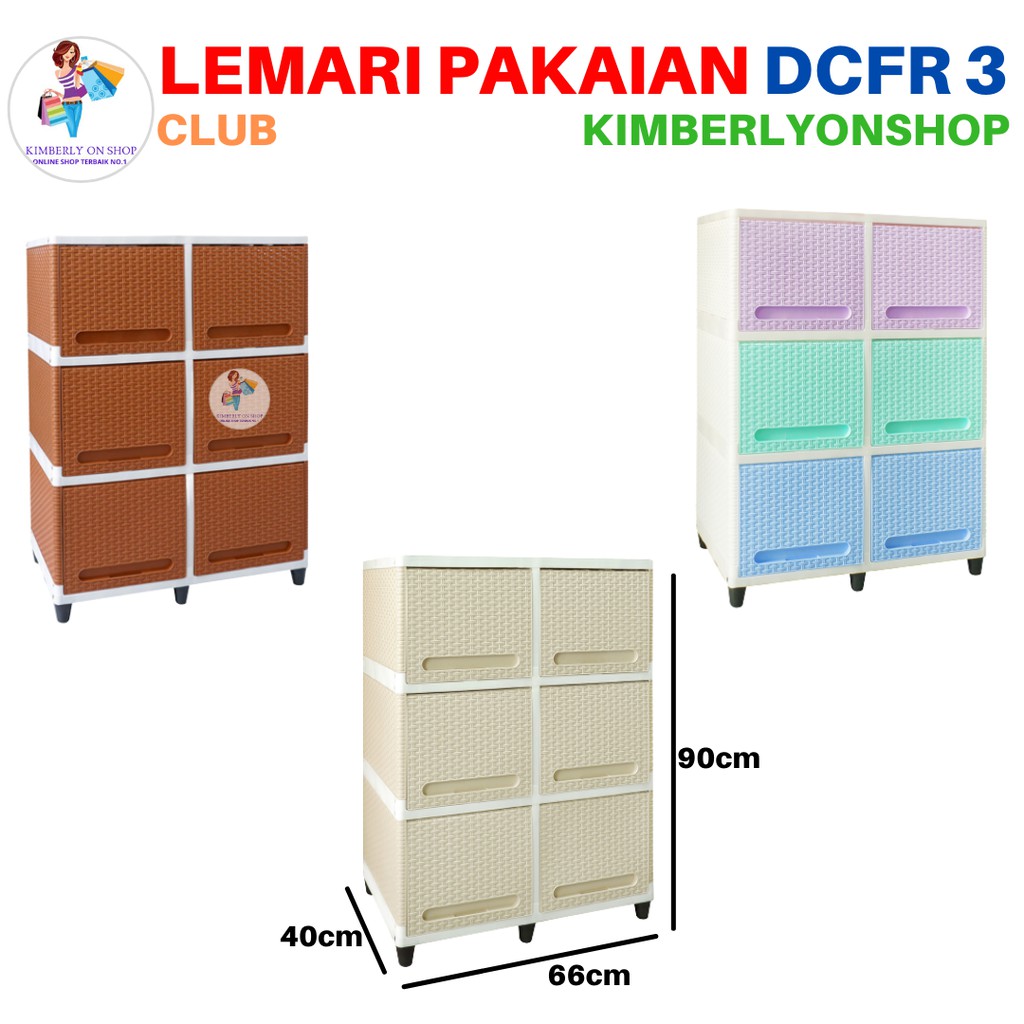 Lemari Pakaian Plastik Laci Clip Flip Double Susun 3