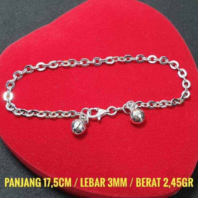 Gelang Tangan Silver Asli 925 / Perhiasan Gelang Perak Rantai Lapis Emas Putih