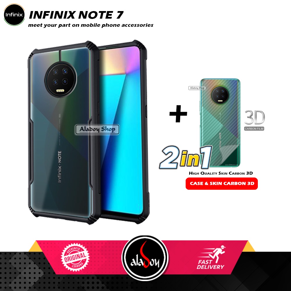 Case INFINIX NOTE 7 Armor Fusion Transparent Casing Free Skin Carbon 3D