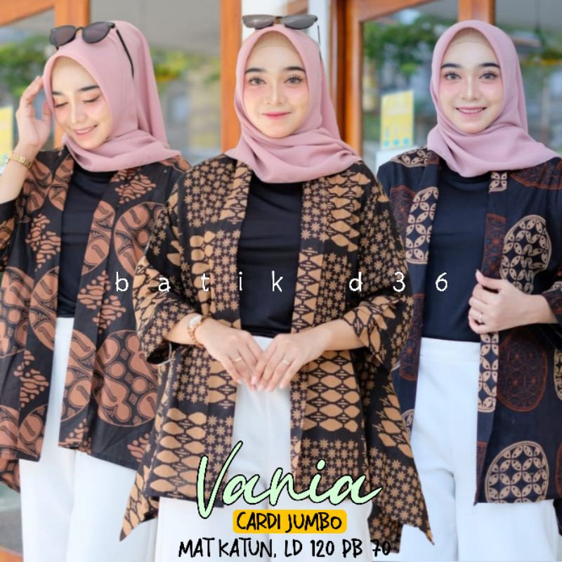 Cardi jumbo wanita katun halus murah Baju luar batik cewek kasual kerja santai modern vest blazer Cardi outer pesta cantik klasik tradisional casual cantik motif solo jumbo big size gendut besar seragam kembaran kekinian rf