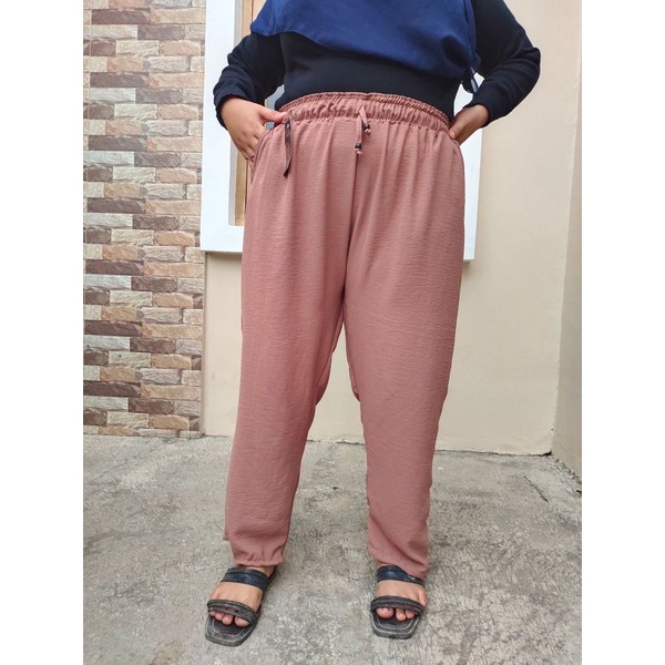 CELANA BAGGY PANTS CRINKLE AIR FLOW JUMBO PREMIUM / CELANA LUNA CRINKLE BIG SIZE / CRINKLE PANTS WANITA