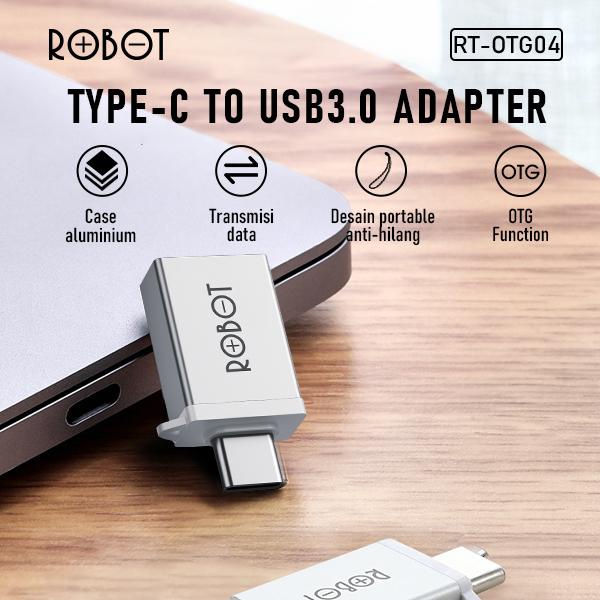 ROBOT RT-OTG04 Type-C To USB3.0 Adapter OTG Function Small &amp; Portable Aluminium Case Cable Transmisi