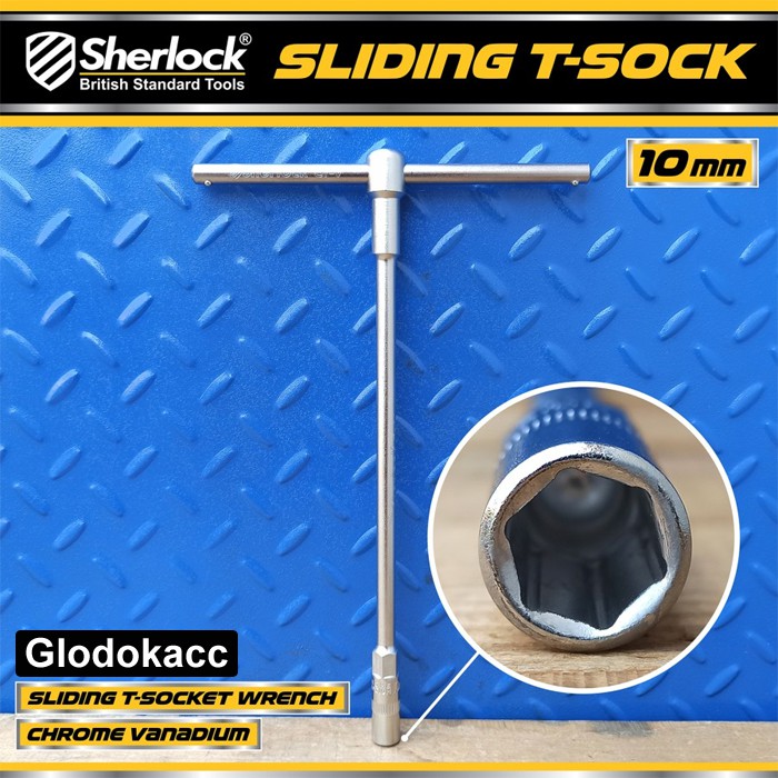 Kunci T - Type Socket 10mm / Sherlock Kunci Sok/Sock T (Gagang Slide/Geser)