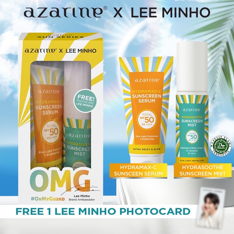Image of AZARINE X Lee Min Ho OMG Oh My Guard Bundle Hydrasoothe Sunscreen Gel // Hydramax Sunscreen Serum // Tone Up Mineral Sunscreen Serum // Hydrasoothe Sunscreen Mist #2