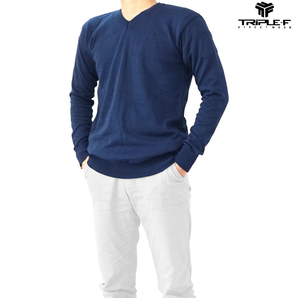SWEATER RAJUT PRIA VNECK FULL COTTON / OUTWEAR PRIA /