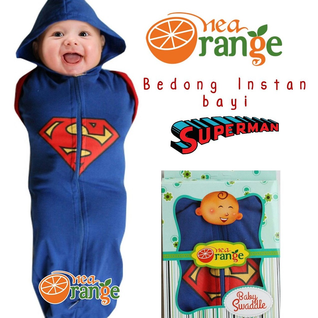 Bedong Instant orange karakter Lucu Bayi Newborn Instan Kain superman mk supermn clouds nea batmn