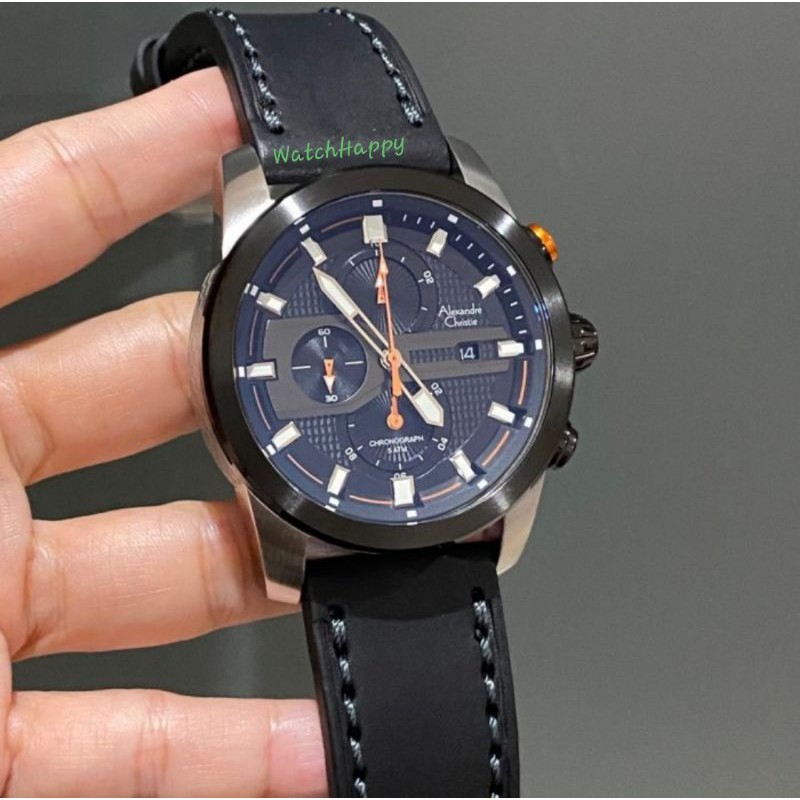 Alexandre Christie AC 6562 MC AC6562 MC 6562MC AC 6270 MC Men Crono Sport Leather Black 100%Original