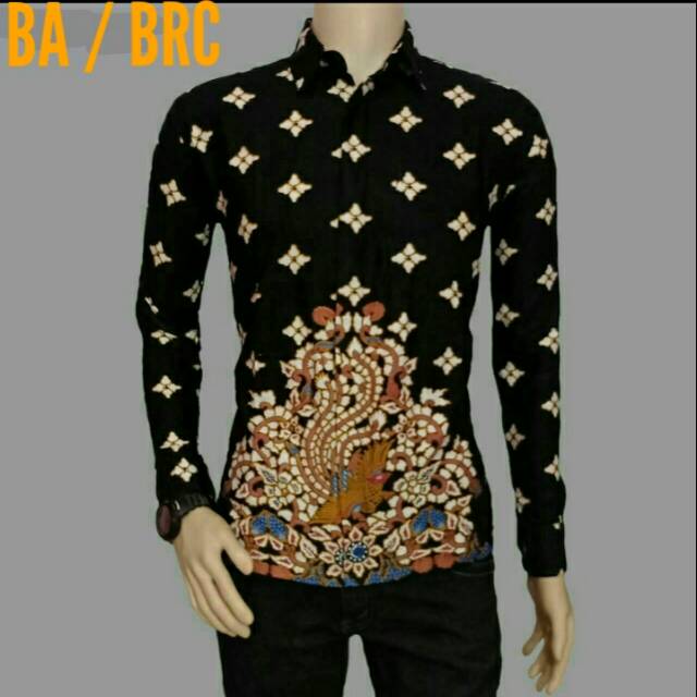 Pabrik Batik HRB026 Kenongo Kemeja Batik pria Tosca Pendek Pekalongan Padi M L XL Sogan Tulis Halus