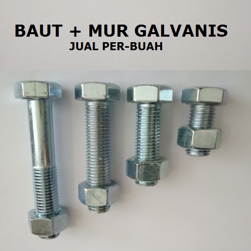 Perbuah Baut Mur Galvanis m 20 x 60 mm Kunci 30 Kepala Hexagonal Perbuah Hex Bolt Nut m 20 Panjang 6