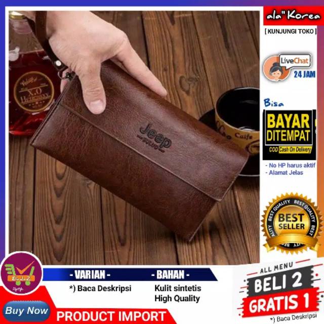 EL338 DOMPET PANJANG Classic Leather Jeep Buluo Wallet import 1717 ORIGINAL PRIA  WANITA COWOK CEWEK