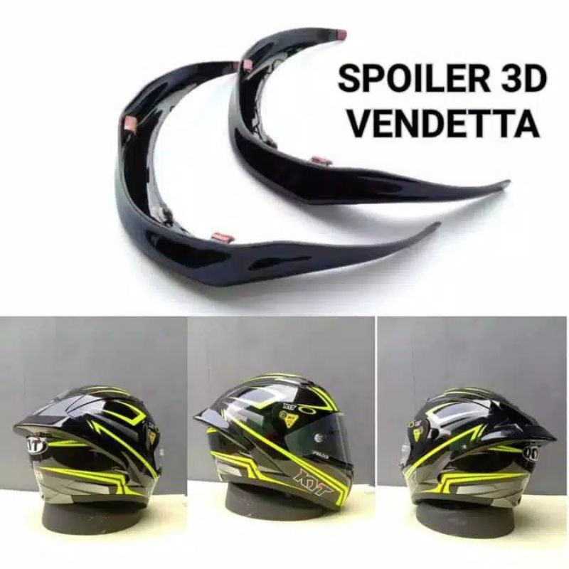 SPOILER 3D PISTA - KYT VENDETTA - FALCON Dark Hitam dan bening sudah termasuk perekat packing kardus