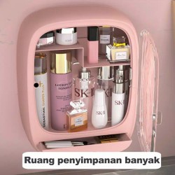 SHENAR RAK KOSMETIK GANTUNG TEMPEL / TEMPAT MAKE UP OVAL / RAK KOSMETIK ORGANIZER / KOTAK MAKE UP SABUN SERBAGUNA, SUDAH FREE PEREKAT