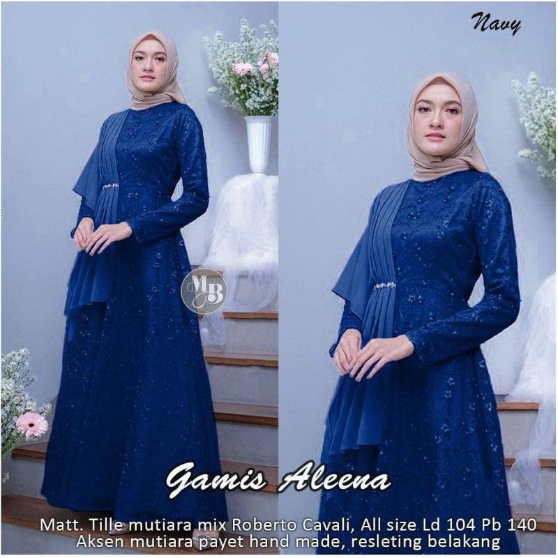 NEW ARIVAL - TERMURAH EXCLUSIVE ALEENA DRESS JUMBO / GAUN PESTA MUSLIM / READY SERAGAMAN BRUKAT PREMIUM