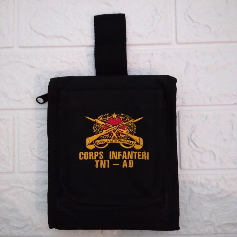 buku saku agenda TNI cover tas hitam dengan tali kopel bordir kesatuan