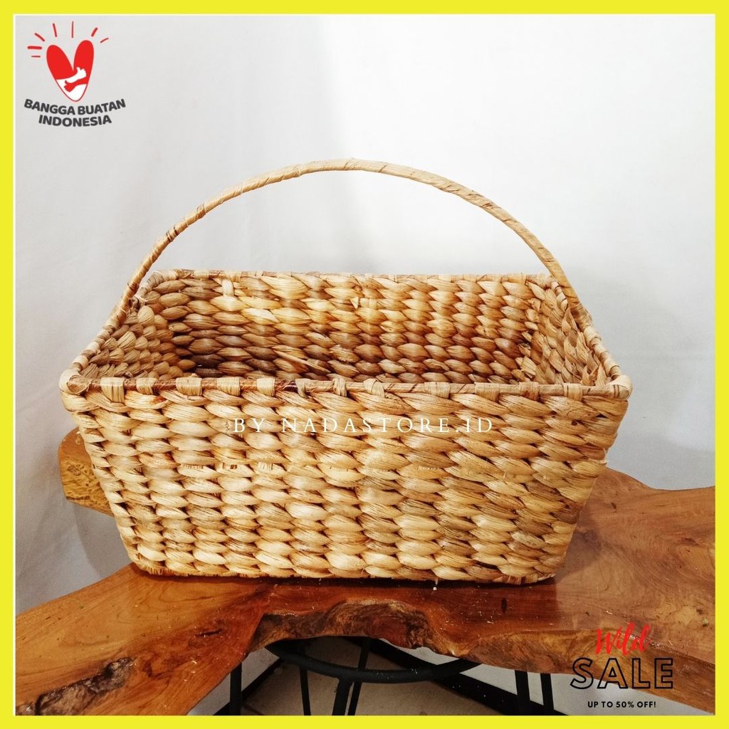 KERANJANG BUAH / HAMPER BOX / KOTAK BUAH / TEMPAT BUAH / FRUIT BASKET ANYAMAN ENCENG GONDOK A002