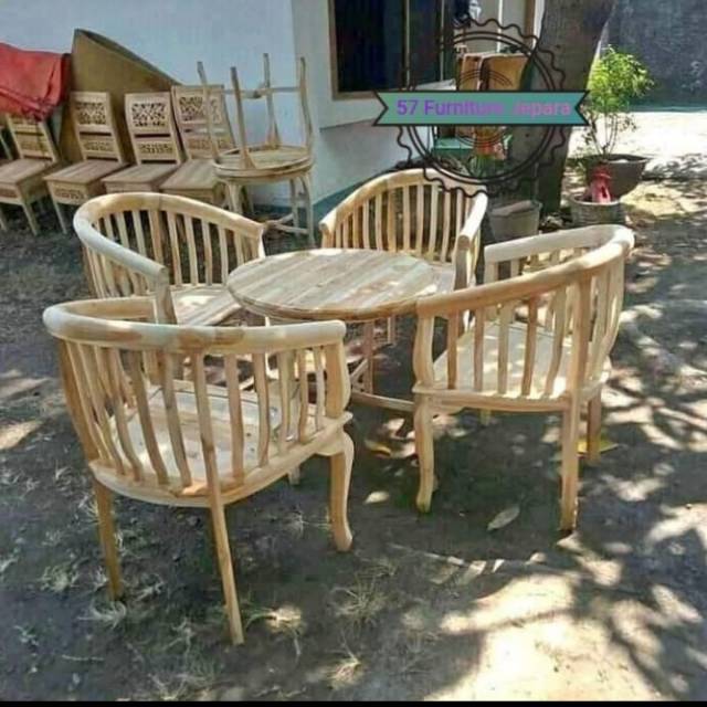 Set Meja Kursi Teras/Meja Kursi Betawi Lenong Jati MENTAHAN