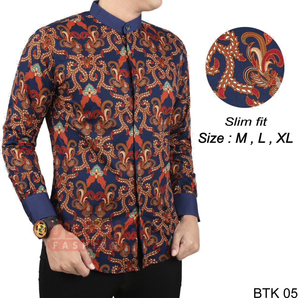 Batik Slimfit Kerah Koko Shanghai Lengan Panjang