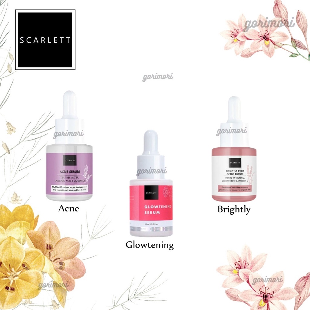 [𝙂𝙊𝙍𝙄𝙈𝙊𝙍𝙄] SCARLETT SERUM ACNE & BRIGHTLY / SERUM WAJAH SCARLETT WHITENING LOTION SHOWER SCRUB BODY SCRUB FACIAL WASH SHAMPO CONDI-BPOM ORIGINAL