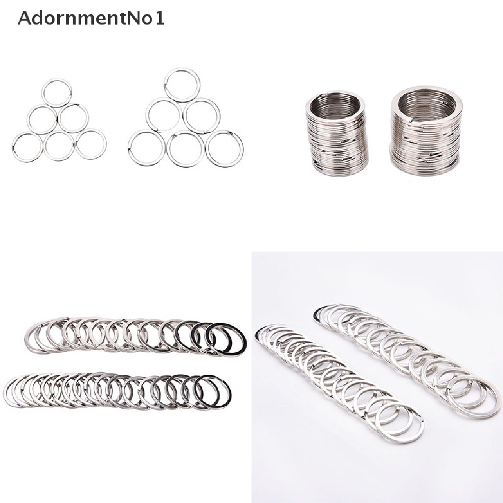 (AdornmentNo1) 100pcs / Set Gantungan Kunci Bentuk Lingkaran Bahan Stainless Steel 2 Ukuran