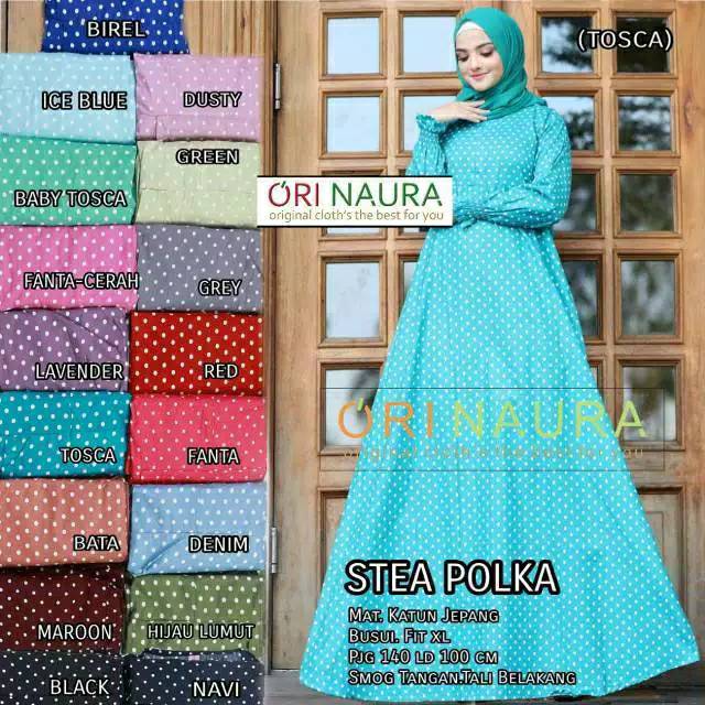 Gamis seat polkadot by Naura Ori / gamis syar'i