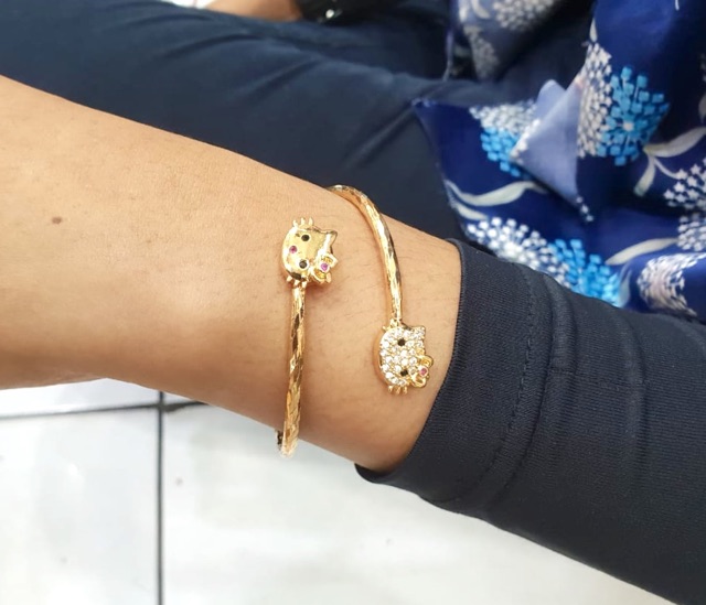 Gelang tangan wanita lapis emas helokity