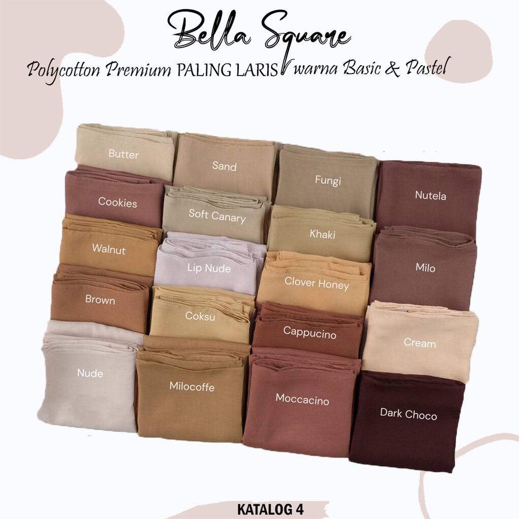 Kerudung Bella Square Hijab Segi Empat Polycotton Premium / Jilbab Square Premium Fashion Wanita Muslim / Fashion Muslim Wanita