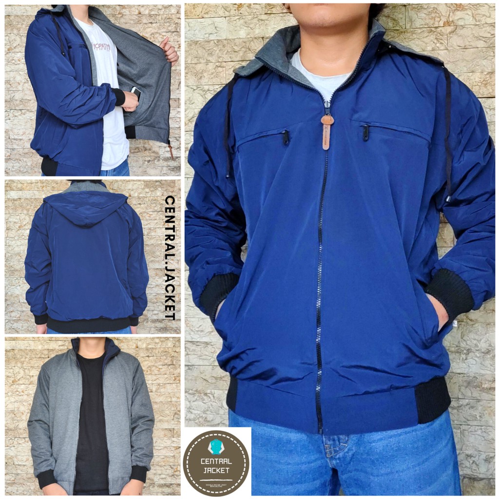 JAKET BOLAK BALIK PRIA - JAKET PARASUT PRIA HOODIE TASLAN MAYER