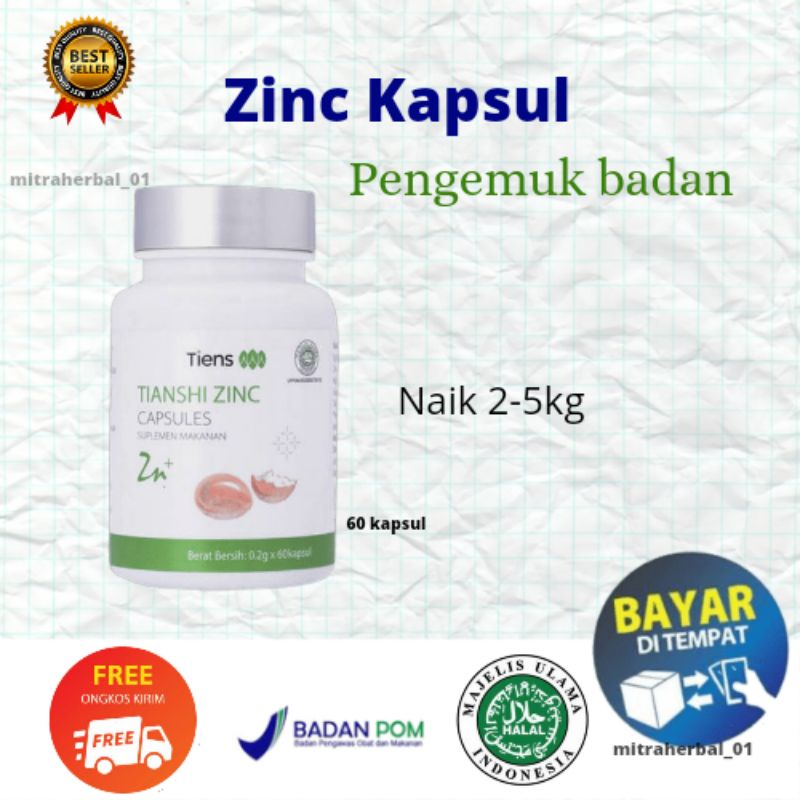[COD] PENGGEMUK BADAN ZINC KAPSUL TIENS || ECERAN ||