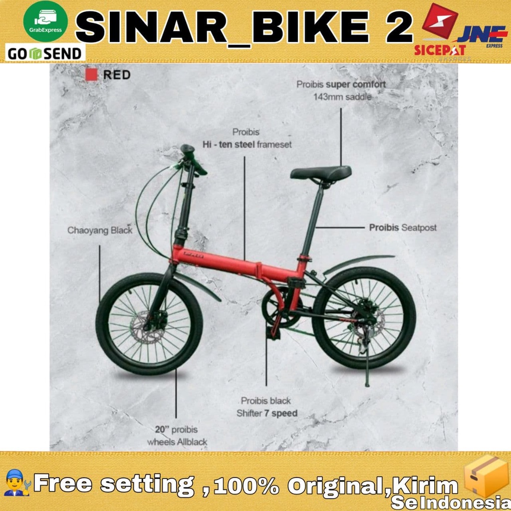 Sepeda Lipat 20 inch Pro Ibis Disc Brake 7 Speed